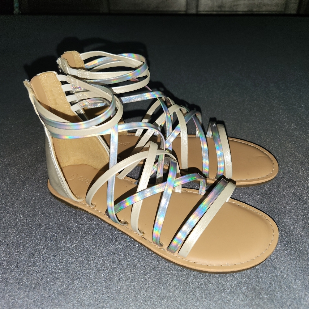 Cat & Jack Strappy Sandals - Silver and Tan